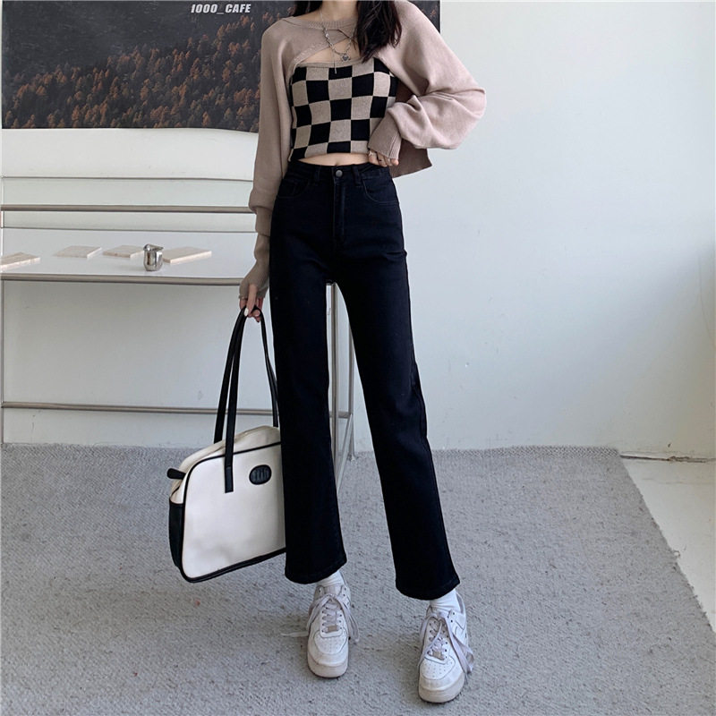 Womens Loose Fit Straight Leg Jeans Plus Size Versatile Korean Style Spring Fashion Wholesale Available