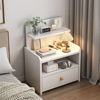 Bedside Table Simple Modern Solid Wood Leg Storage Cabinet Small Simple Bedroom Home 2024 New Bedside Storage Rack
