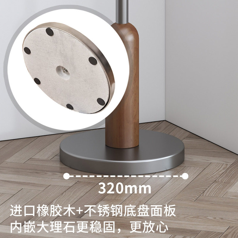 Minimalist Solid Wood Stainless Steel Coat Rack for Small Apartment Bedroom Floor Hanger Clothes Rack Hanger does not take up space