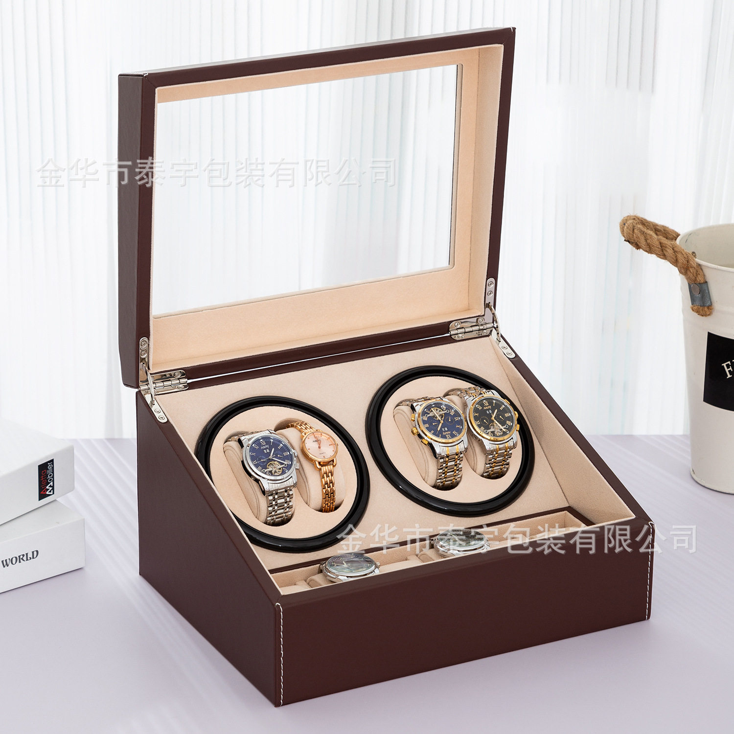 Watch Shaker Leather 4+6 High-End Watch Case Shaker Automatic Mechanical Watch Storage Box Factory Direct Sales in Stock