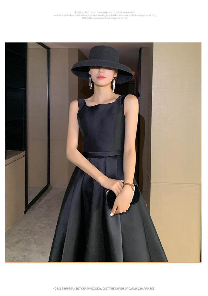 Váy Dạ Hội Nữ Phong Cách Hepburn Dự Tiệc Sinh Nhật dáng chữ A Chiết Eo Màu Đen chi tiết 19