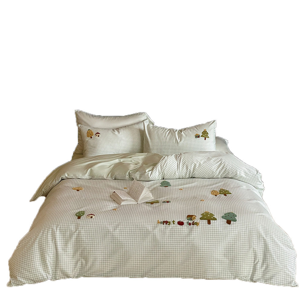 Class a 100S Satin Long-Staple Cotton Four-Piece Set Pure Cotton Three-Piece Quilt Cover Bed Sheetss Fitted Bed Sheetss Bedding