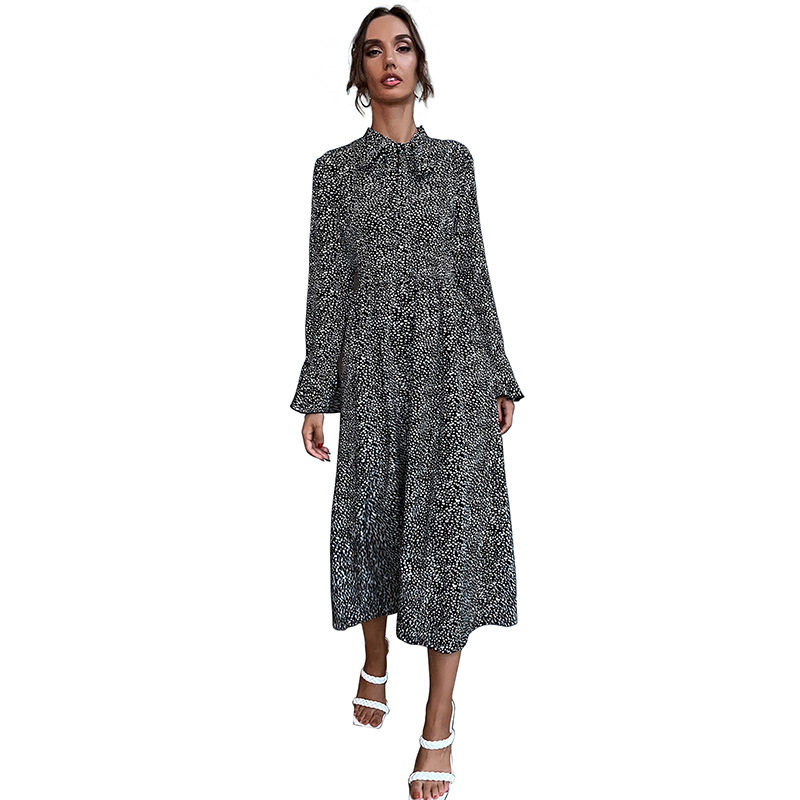 Long Sleeve Black Floral Maxi Dress for Women Stylish Autumn Winter Design Perfect for Casual or Formal Occasions