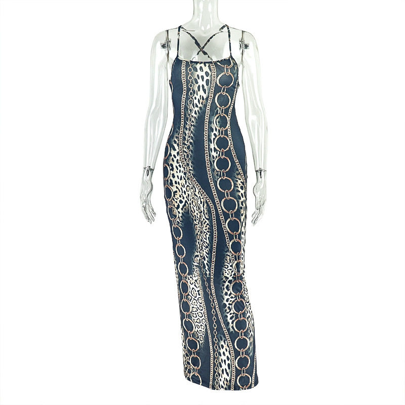 Fashionable Bodycon Maxi Dress for Women Split Design Backless Spaghetti Straps Street Style Evening Wear