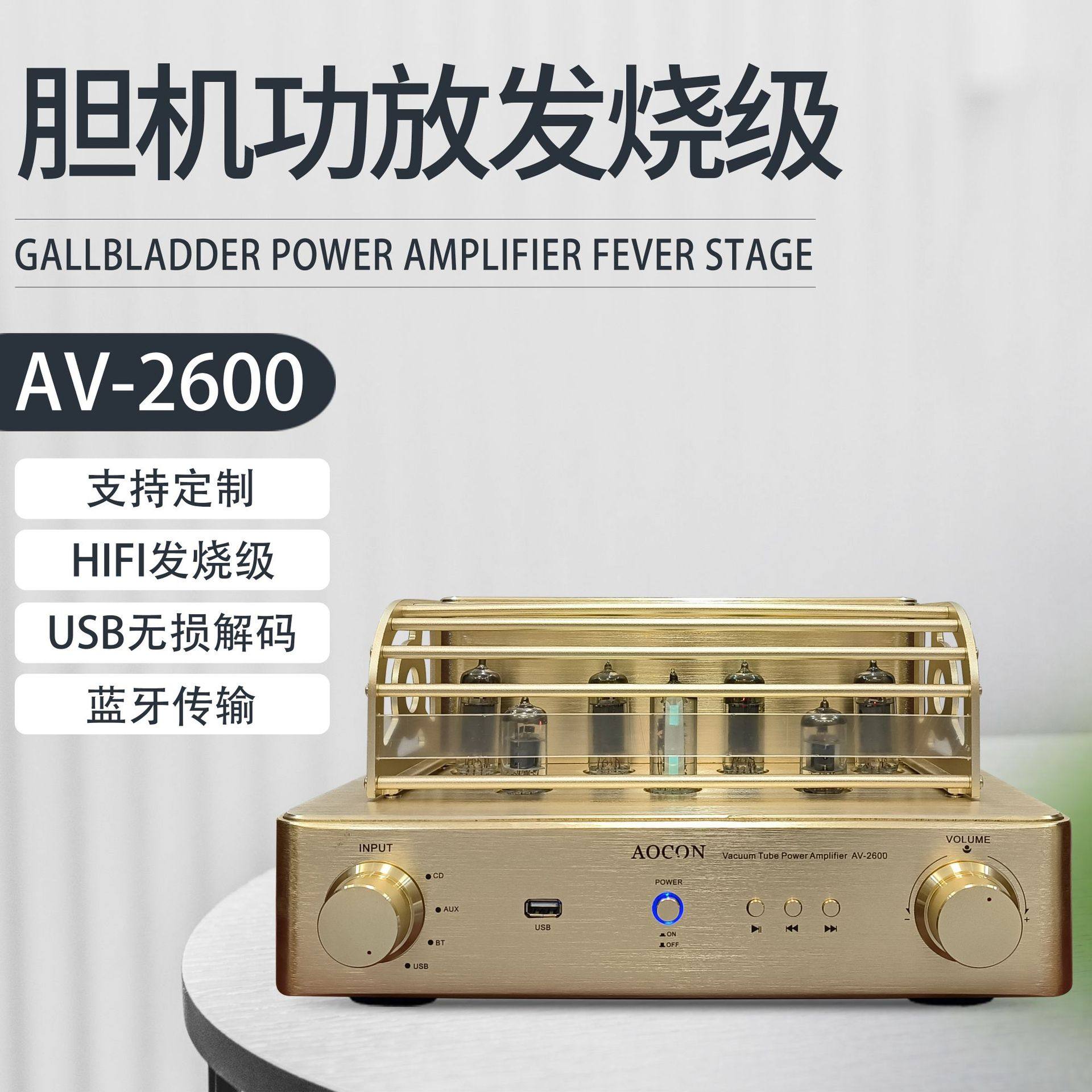 Professional-grade electronic tube pure gallbladder power amplifier fever-grade Bluetooth USB high-end lossless decoding HIFI sound quality