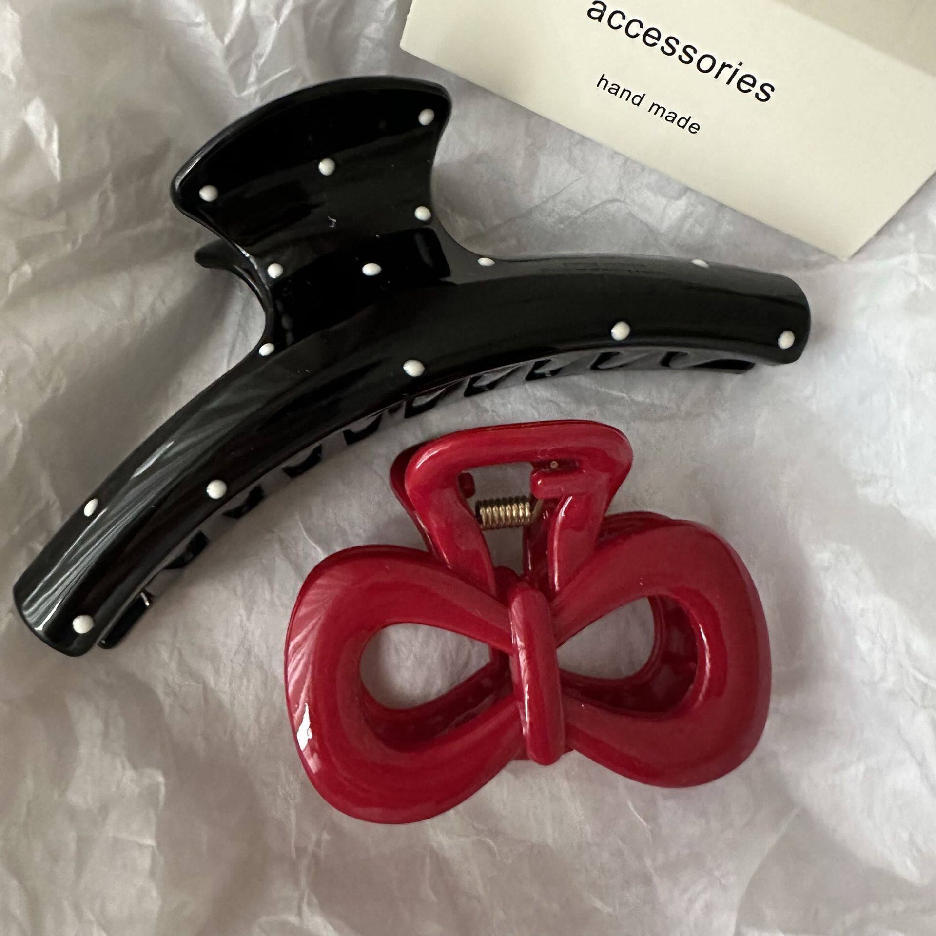 爆款小众高颜值波点鸡蛋花抓夹简约气质后脑勺半扎发夹子发抓发饰