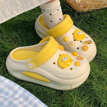 Thick-soled Cave Shoes Women's High-soled Non-slip Summer 2025 New High-end Feeling Baotou Half Slippers Women's Summer Outer Wear