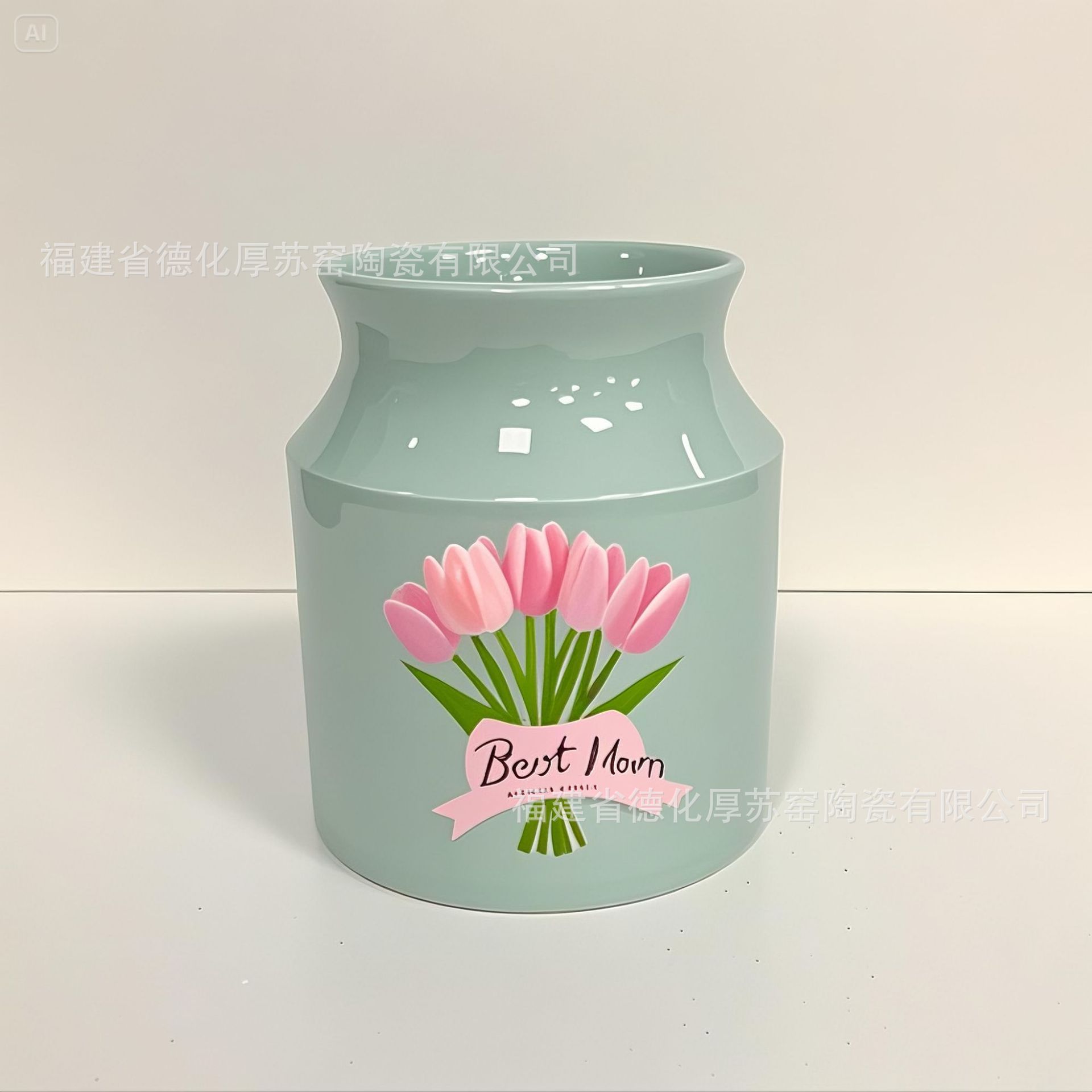 Customized Burgundy Ceramic Spatula Storage Jar Export Export Mother's Day Tulip Pattern Chopstick Barrel Shovel Holder