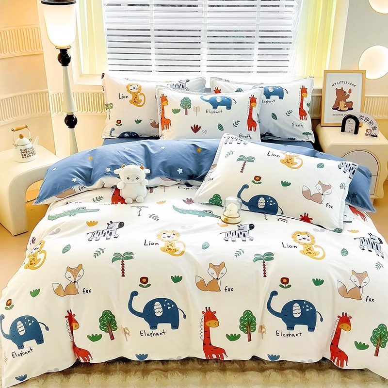 Children's Cartoon Cotton Bed Four-piece Set 100 All Cotton Baby Bed Sheet Quilt Cover Boy Bedding Set