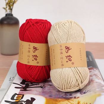 Four seasons spike hollow cotton thread round strand wool yarn factory wholesale hand-woven crochet diy material bag factory