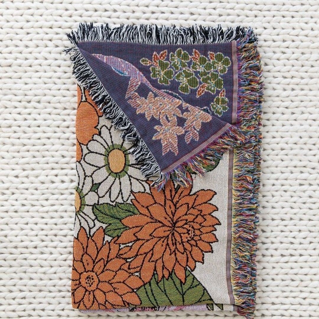 Floral Blanket INS Style Cross-border Home Leisure Blanket Tapestries Decorative Blanket American Country Sofa Blanket Camping Blanket