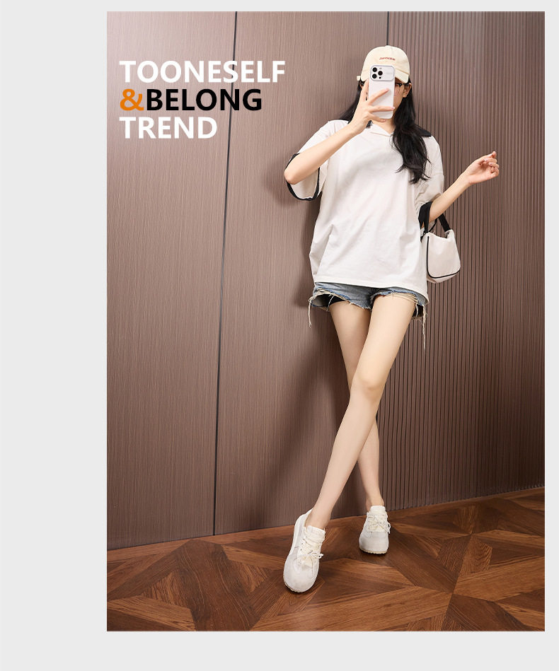 Giày sneaker nữ chạy bộ mesh thoáng đế dày chống trượt gót 3-5 cm — Hình cầu, Bột gạo trắng, Len nguyên chất chi tiết 14
