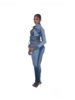 Ny8196 Amazon European and American Fashion Sexy High-Elastic Stitching Contrasting Washed Denim Casual Suit Two-Piece Set
