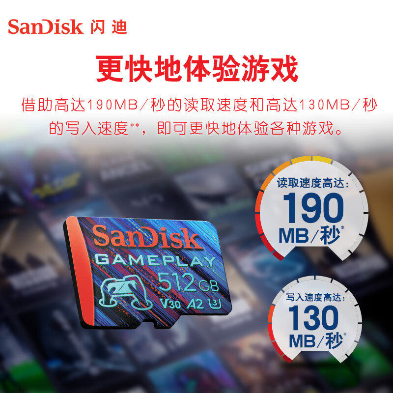 Sandisk Tf Memory Card A2 U3 V30 4K Game Memory Card Suitable for 190Mb/S Drone Memory Card
