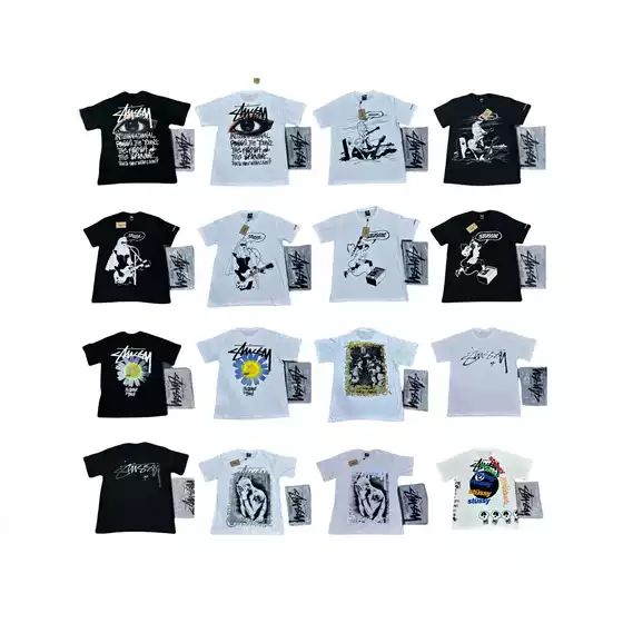 Wholesale Popular Stüssy Short-Sleeve T-Shirts Street Fashion Loose Cotton Unisex Couple Cartoon Casual Style