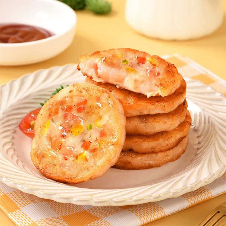 Fruit and vegetable fresh shrimp cake shrimp steak fruit and vegetable cake breakfast semi-finished children's shrimp meat cake manufacturers and wholesalers with a generation of hair