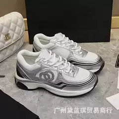Men's and Women's Same Style Small Chanel Style Silver Corner King Mesh Breathable Thick-soled Dad Shoes Increased Casual Color-matching sneaker