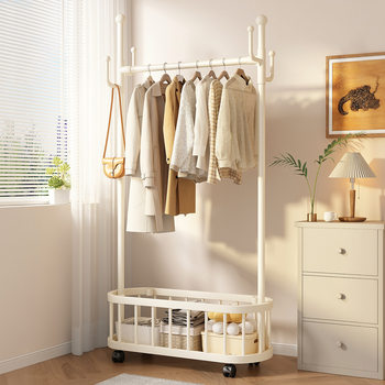 Bedroom Floor-Standing Clothes Rack Indoor Room Household Clothes Hanging Multi-Functional Removable Clothes Drying Rack Simple Coat Rack