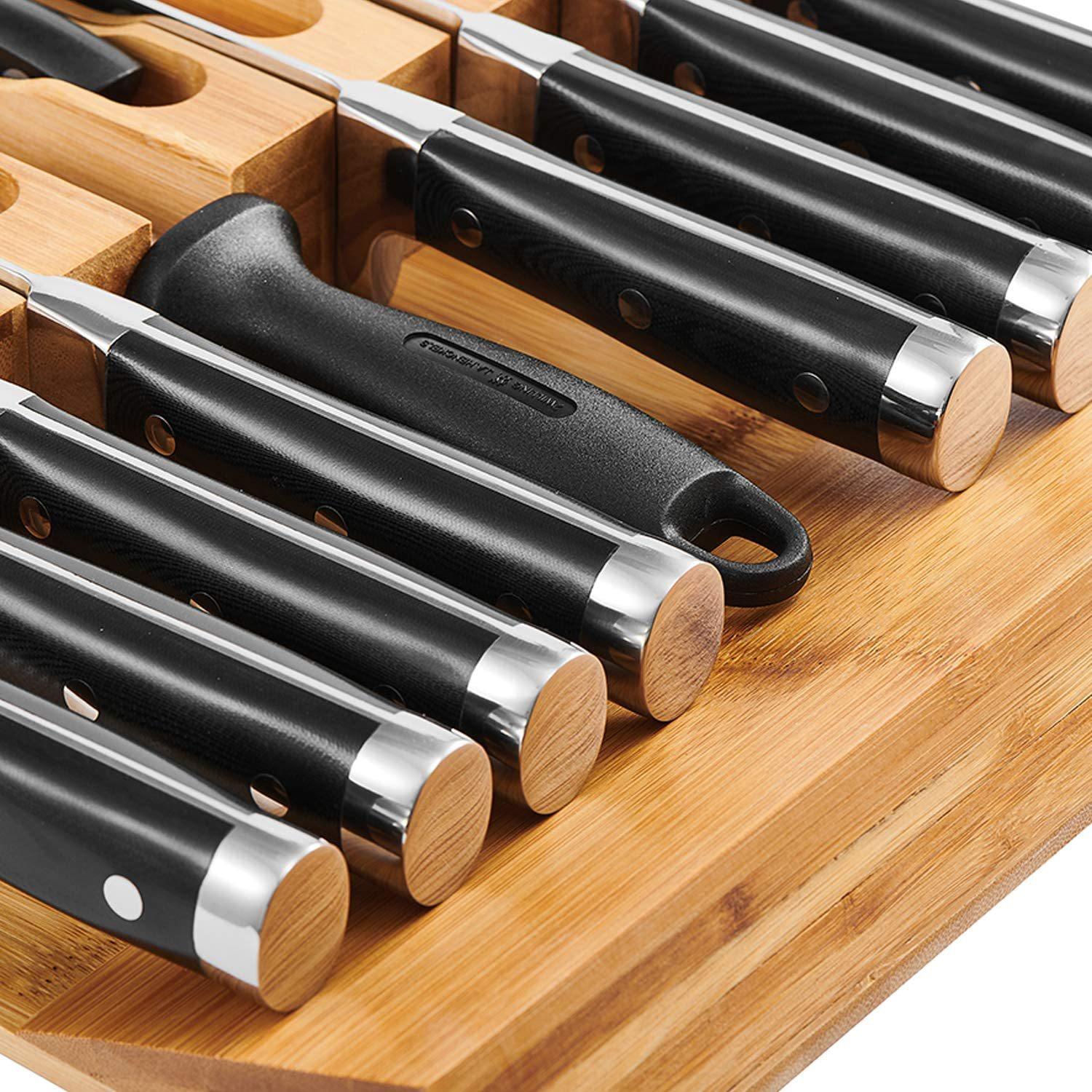 Wooden drawer knife holder drawer storage plug-in kitchen knife drawer storage rack factory supply