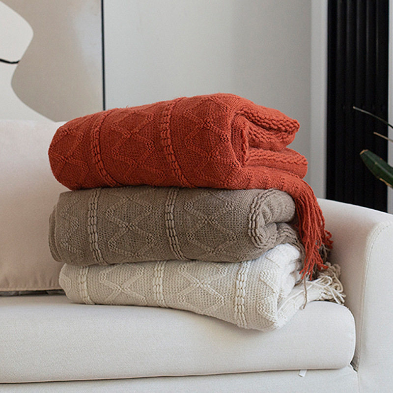 Scandinavian Retro Knitted Bedside Blanket Decorative Towel Sofa Cover Blanket Office Blanket Air Conditioning Blanket Nap Blanket Thread Blanket