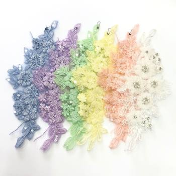 in stock Multicolor Hand-made Beaded Mesh Embroidery Three-dimensional Flower Car Bone Pair Wedding Dress Cloth Stickers Lace Accessories