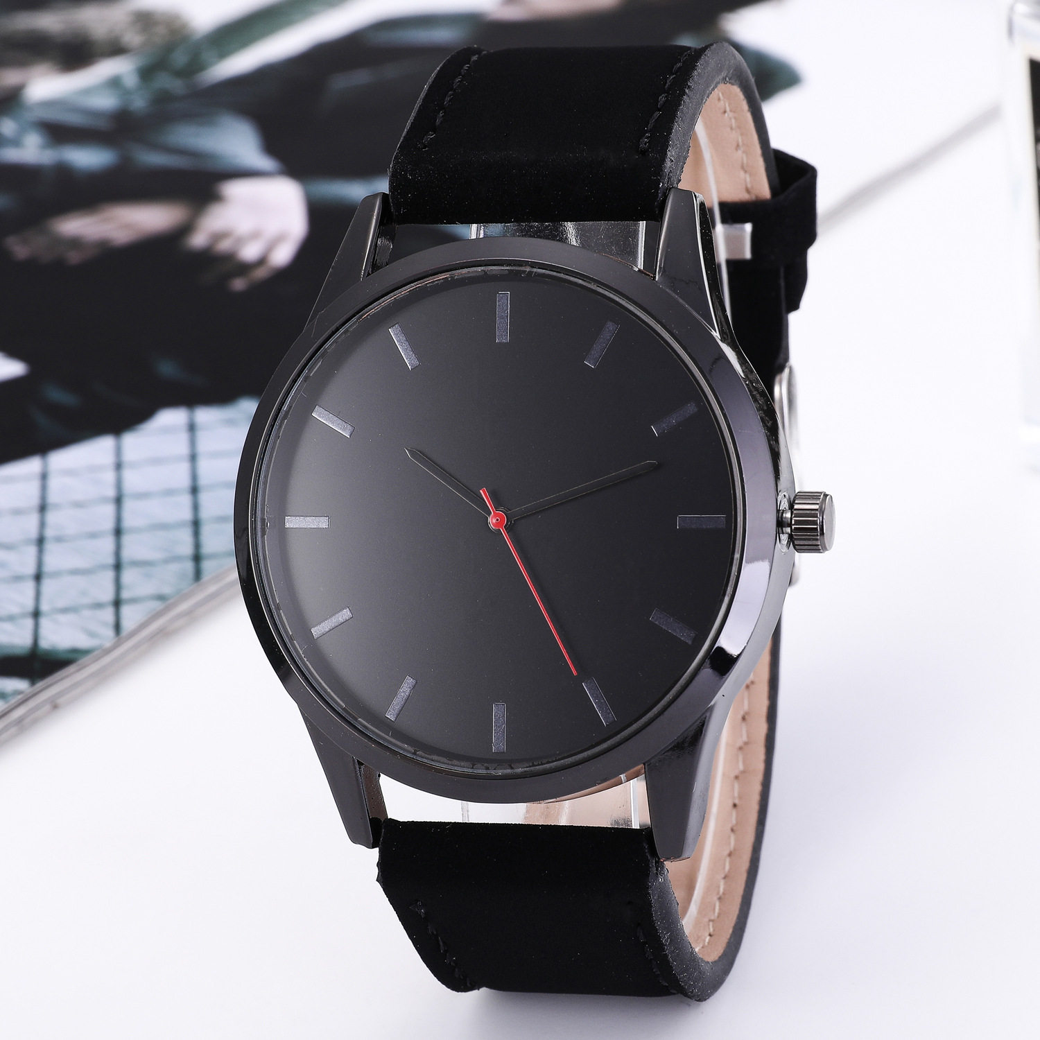 Foreign trade Europe and the United States large dial men's wrist watch AliExpress simple business belt quartz watch men