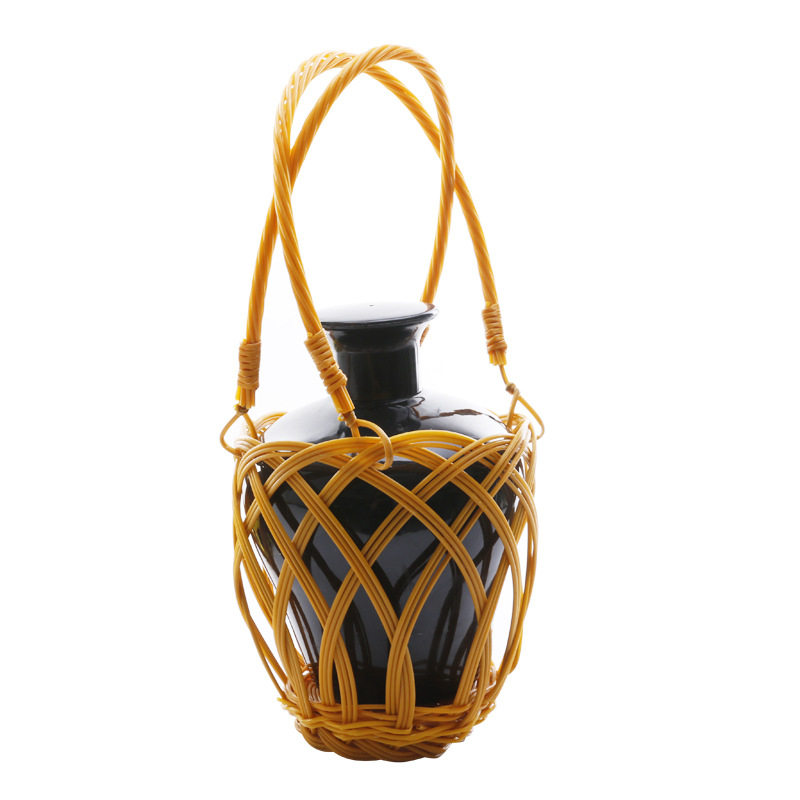 Woven portable wine basket ceramic wine bottle portable basket 3kg 5kg 10kg imitation rattan plastic woven wine basket