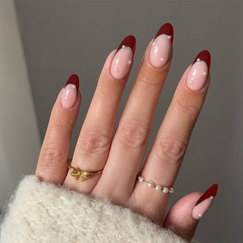 Long Water Drop Patch Manicure Pearl Sweet Red French Wear Nails Wholesale Nails Fake Nails Finished Products