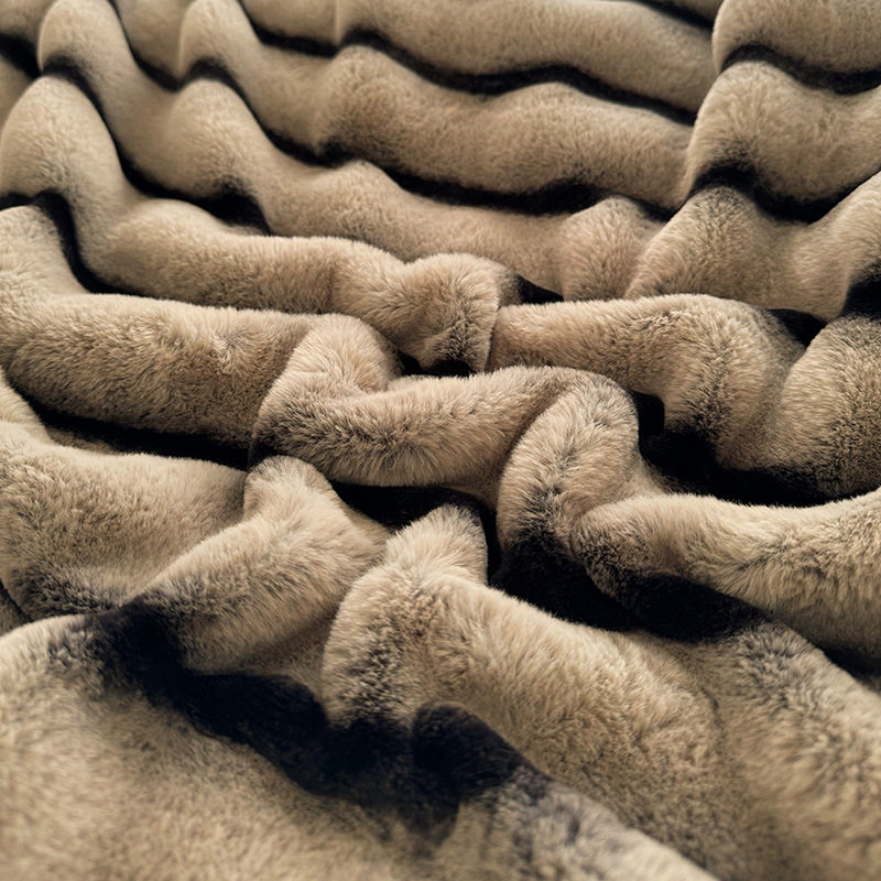 Four-piece set autumn and winter high-end feeling thickened milk velvet rabbit plush type a bed hat 4-piece set Nantong fleece-lined set