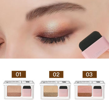 Plain-made Lazy Seal Eye Shadow Two-tone Gradient Elastic Eye Shadow with Brush Matte Beginner Long-lasting Waterproof and Sweat-proof