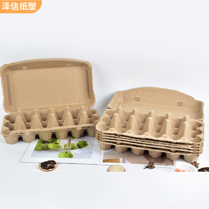 3×6 18-Piece Pulp Egg Tray Disposable Biodegradable Paper Plastic Packaging Box Egg and Duck Egg Sales Packaging Box