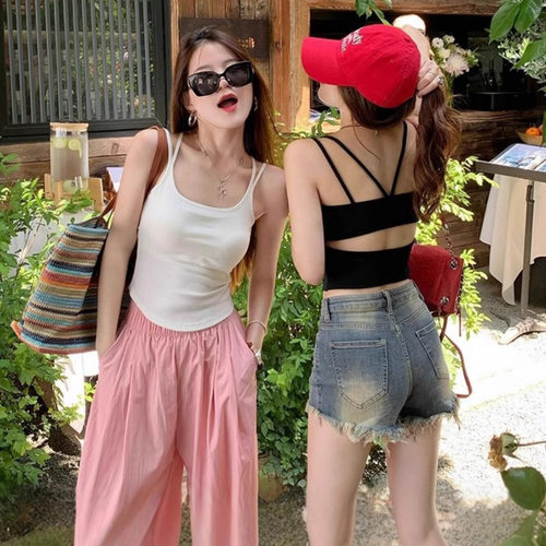 美背白色纯欲风带胸垫小吊带背心女夏季内搭外穿独特精致绝美上衣 - 图3