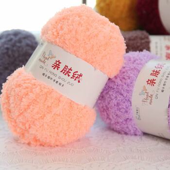 3-Strand Towel Yarn Skin-Friendly Coral Fleece Hand-Knitting Yarn DIY Thick Scarf Yarn Crochet Yarn Needlepoint Embroidery Long Plush Yarn