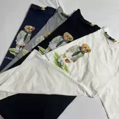 New Lotte Pol Badminton Bear Print T-Shirt Thin Breathable Casual High Street Unisex Couple