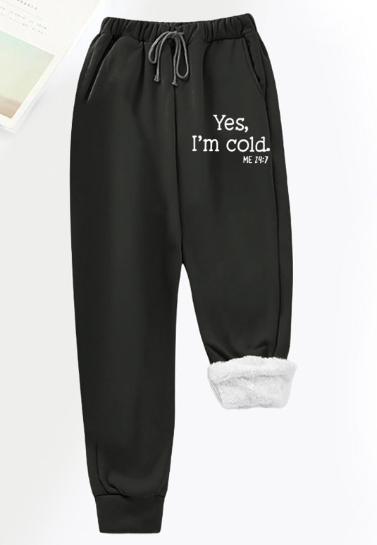 Womens Fleece Lined Jogger Pants Printed Letter Design Pocket Comfortable Fit Fall Winter Casual Wear Wholesale