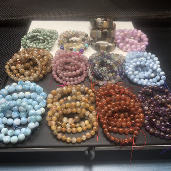 Jiexing tourmaline golden hair crystal red rabbit hair Super Seven Aurora 23 green ghost Moonstone bracelet necklace loose beads wholesale