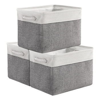 Amazon Spliced ​​Imitation Linen Thickened Clothes Dirty Clothes Basket Foldable Storage Box Portable Children's Toy Storage Basket