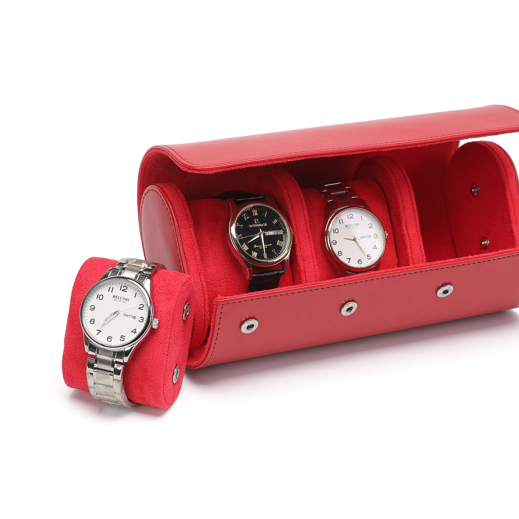 Jewelry Watch Box Jewelry Storage Box Packaging Box Pu Leather Three-Pack Watch Box One Watch Position Two Watch Position Box Ready for Sale