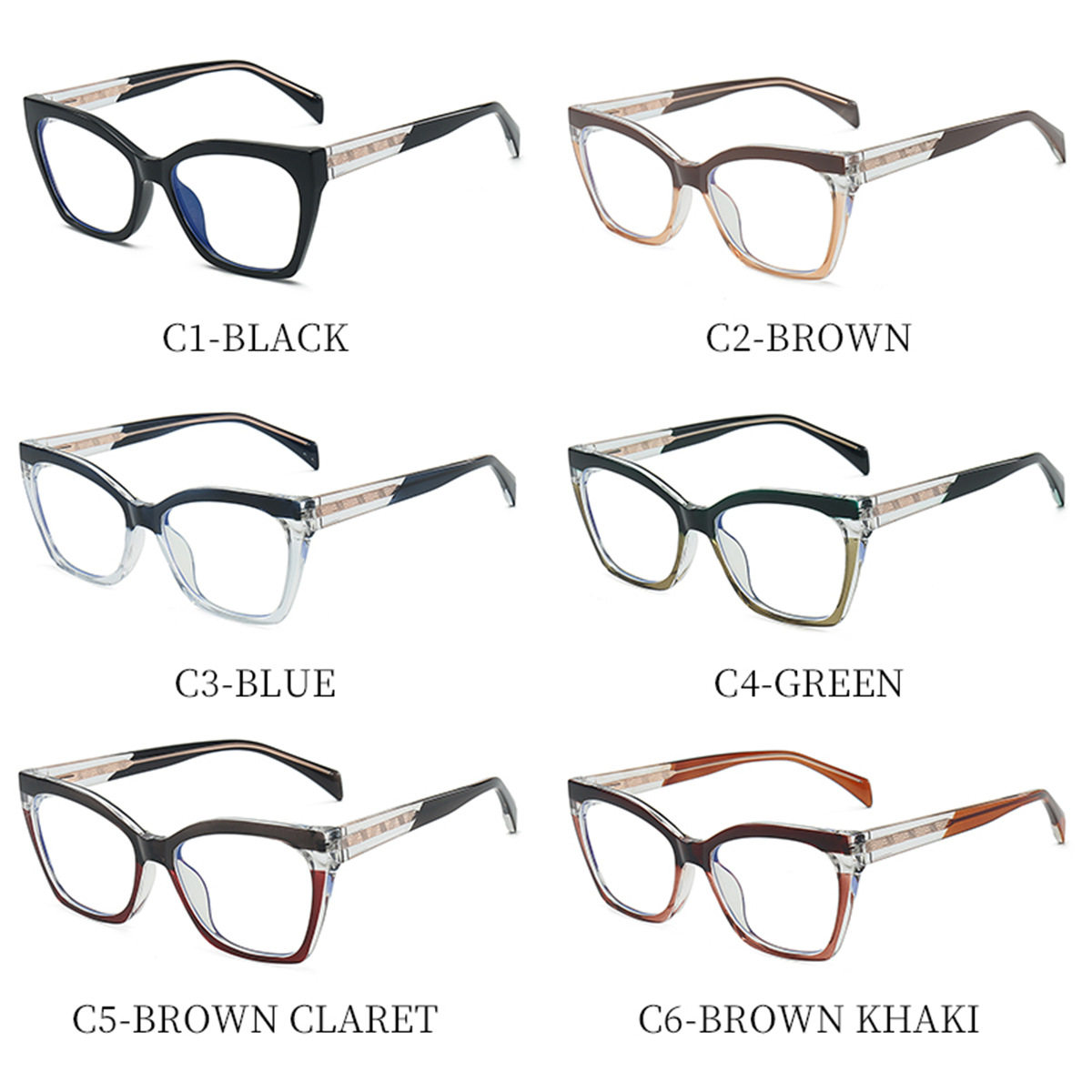 2025 cross-border new TR pin anti-blue myopia frame metal cat's eye fashion glasses frame wholesale