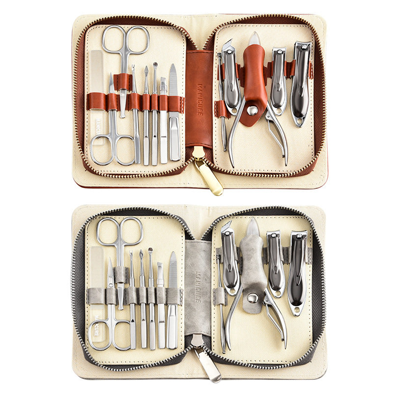 Nail clippers suit high quality 13 pieces stainless steel anti-splash nail clippers high-end home nail clippers full set wholesale