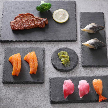 Japanese Handmade Black Sushi Plate Slate Plate Western Plate Grilled Meat Slate Plate Steak Tray Cooking Plate