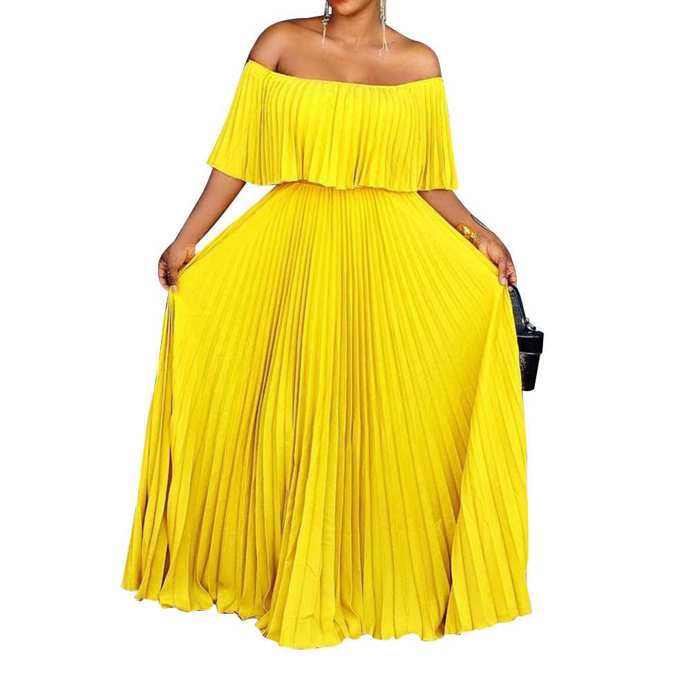 Off Shoulder Pleated Dress Sexy One Shoulder Design Elegant Fit Summer Fashion Perfect for Parties and Events