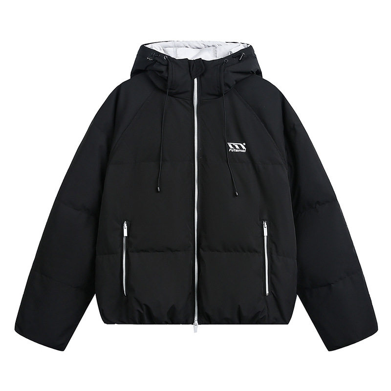 American-Style 90 White Duck down Jacket for Men and Women, Winter Outdoor Thickened Couple's Color-Blocking Stand Collar Puffer Jacket, Warm Coat