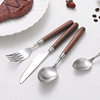 304 Stainless Steel Knife, Fork and Spoon Tableware Set Walnut Handle Household Western Tableware Steak Knife and Fork Dessert Spoon and Fork