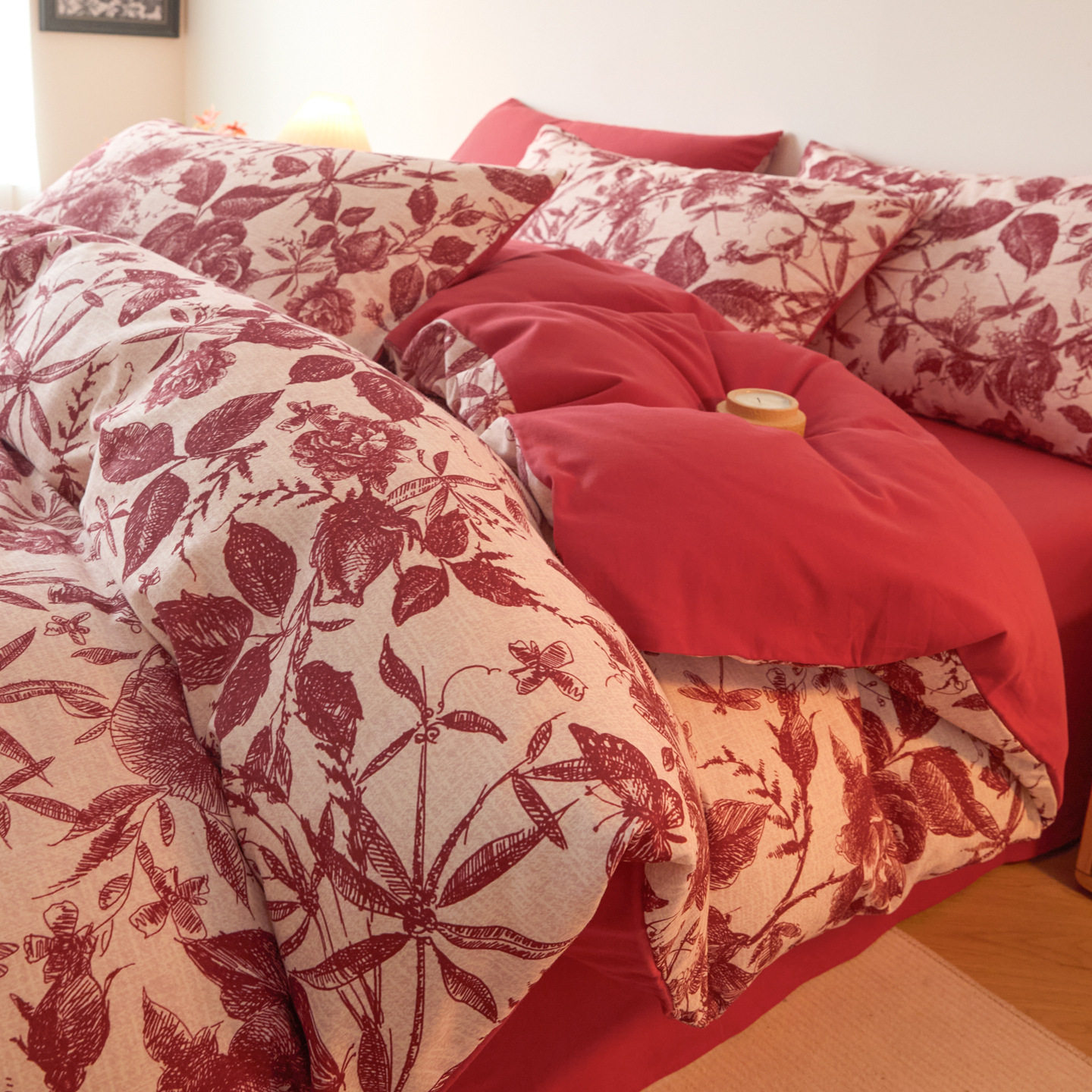 Class a 180-Count Brushed Cotton Four-Piece Set 100% Cotton Quilt Cover Bed Sheetss Autumn and Winter Thickeneded Three-Piece Set Nantong Home Textiles