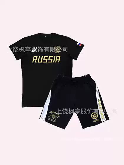 Aliexpress Cross-Border Summer Hot-Selling New Series Wrestling Sports Short-Sleeved Wrestling T-Shirt Set Wholesale in Stock
