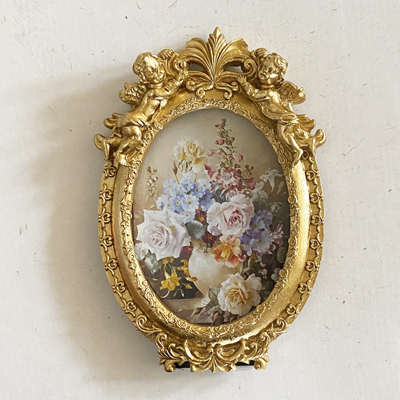 European-style Resin Photo Frame Table 6-inch Oval Resin Picture Frame Home Background Wall Decorations