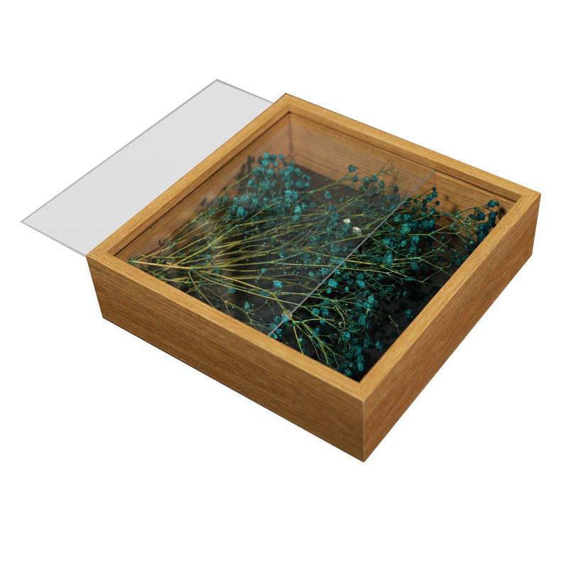 Hollow 4cm dried flower photo frame square double-sided glass toy storage frame DIY plant three-dimensional specimen frame