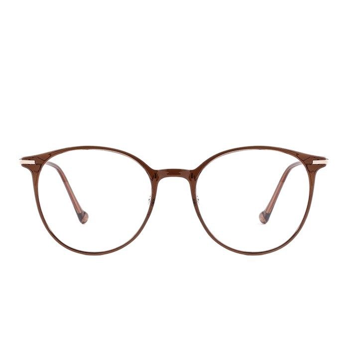 Tr206 New Versatile Round Face Glasses for Women with Myopia Can Be Equipped with Degree-Free Whitening Cold Brown Eye Frame Frames