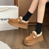 Плюс бархатная теплая обувь Birken из толстого плюша в горошек, хлопковая женская обувь, новинка 2026 года, зимняя женская обувь, снегоступы на толстой подошве